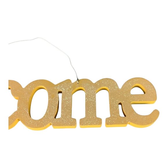 The Spring Shop Yellow Glitter Welcome Sign Home Wall Decor Hanging Door Plaque - Picture 6 of 10